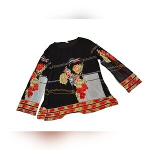 BABY doll Sheer Embellished BEADED Floral Sheer Pullover Blouse Ladies 1X geisha